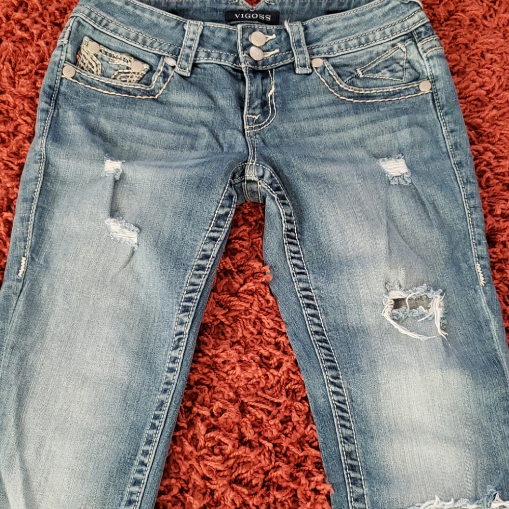 Vigoss The Chelsea Boyfriend Jeans Woman Size 1/2 - Picture 2 of 12